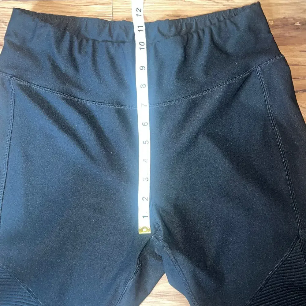 Spalding Black Athletic High Rise Active Leggings Size Large Stretch Workout
